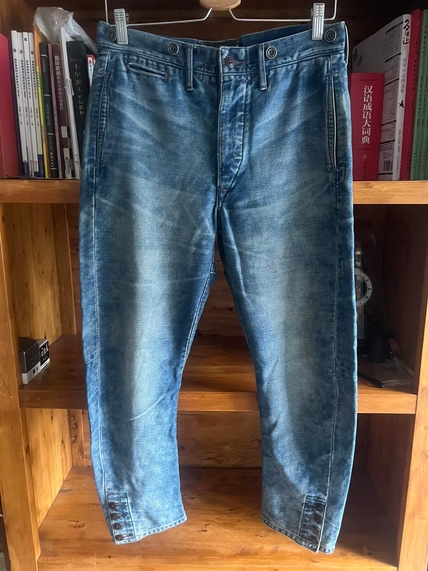 Double RRL Washed Distressed Denim Overalls