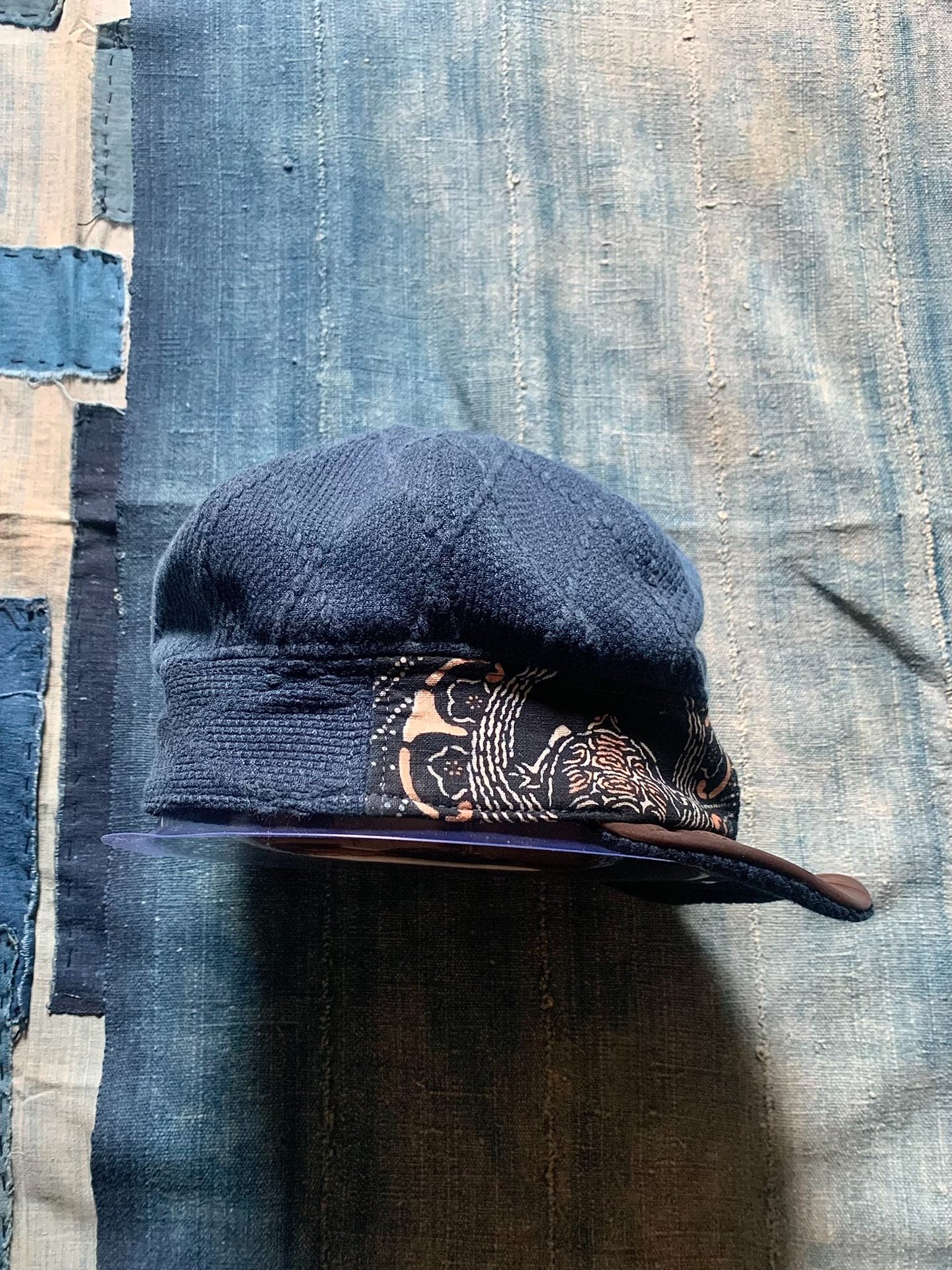 Kapital Indigo Calf Leather Kofu Hat — front