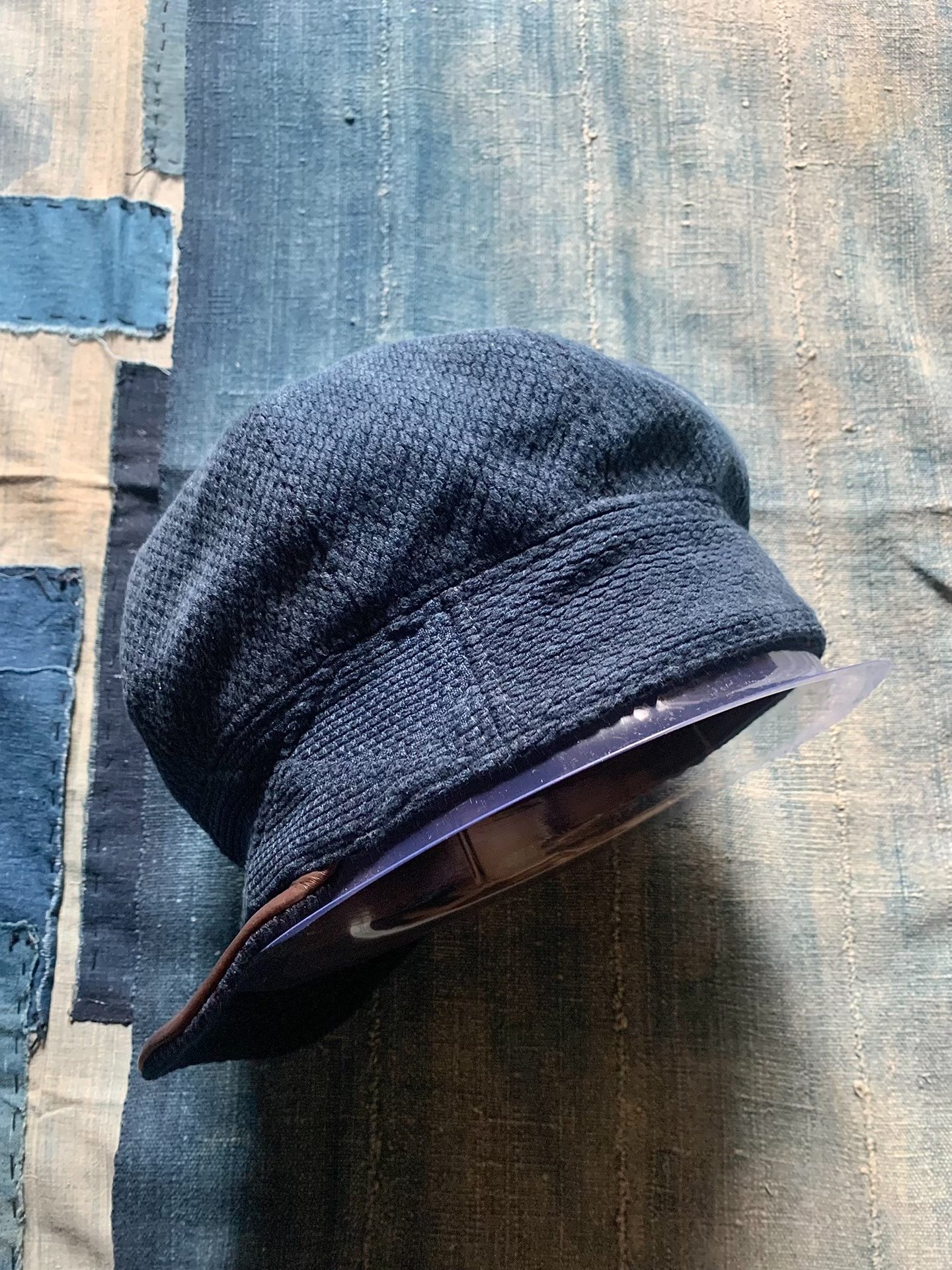 Kapital Indigo Calf Leather Kofu Hat — detail