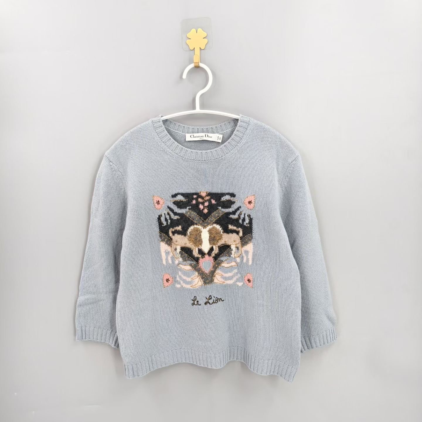 Christian Dior Light Blue Pattern Cashmere Sweater