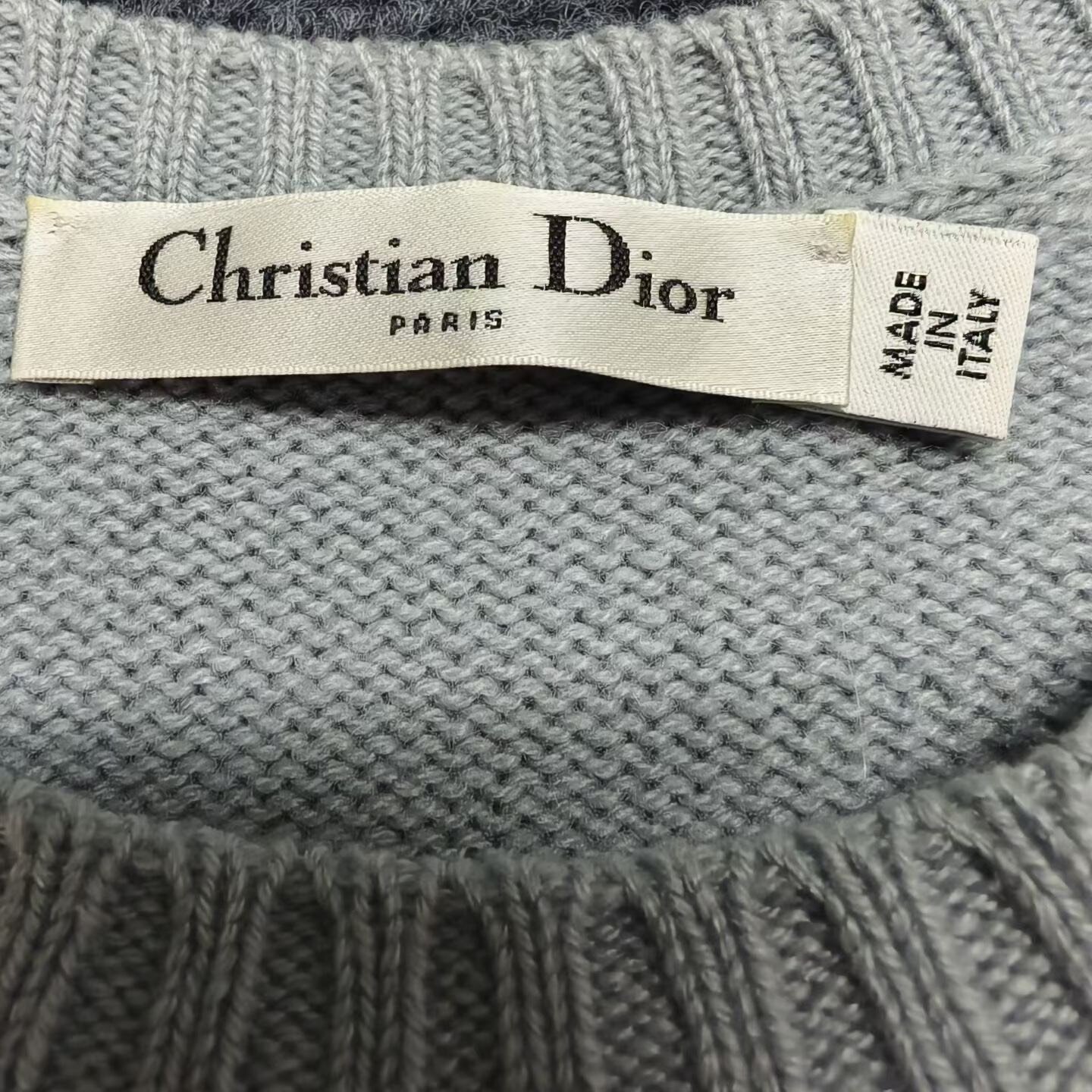 Christian Dior Light Blue Pattern Cashmere Sweater — back