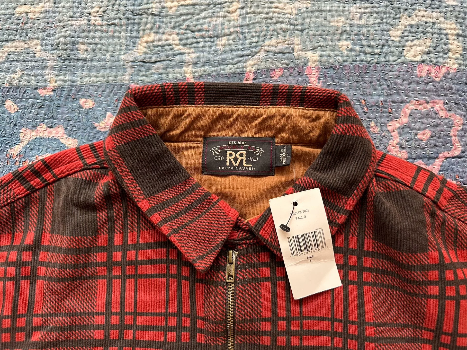 RRL Red Black Plaid Long-Sleeve Shirt — detail
