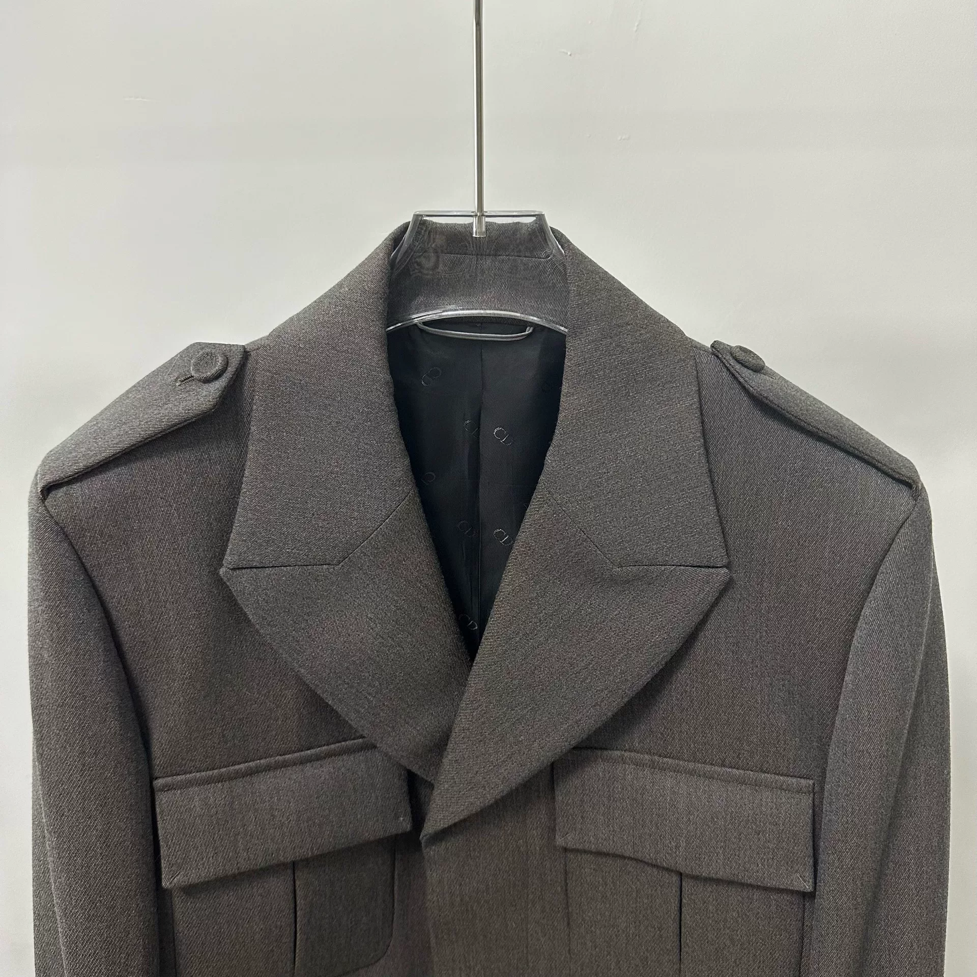 Dior Dark Gray Short Structured Blazer — front