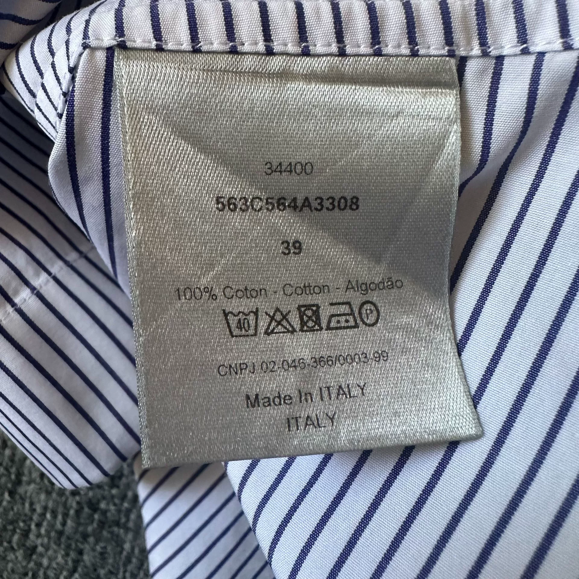 Dior Long-Sleeve Striped Shirt — label