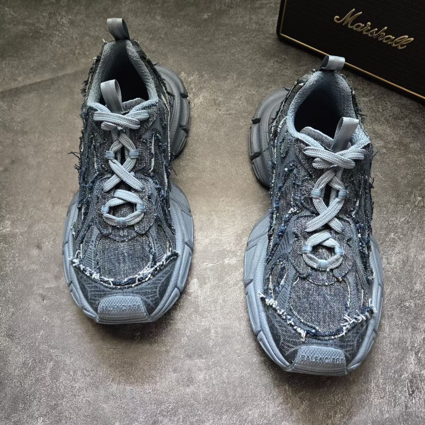Balenciaga 3XL Blue Denim Sneakers — front