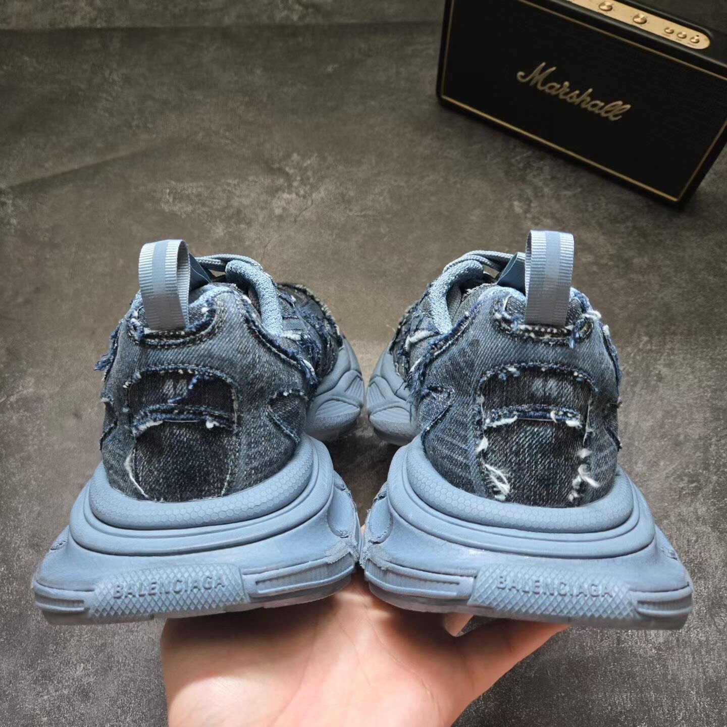 Balenciaga 3XL Blue Denim Sneakers — detail