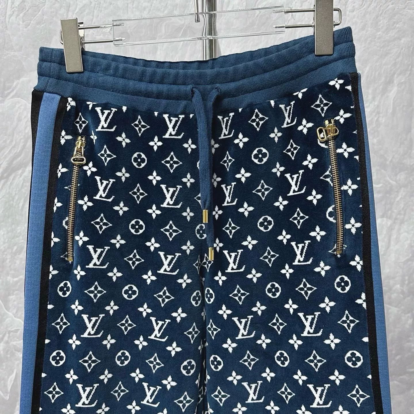 Louis Vuitton SS24 Monogram Velvet Zipper Pants — front