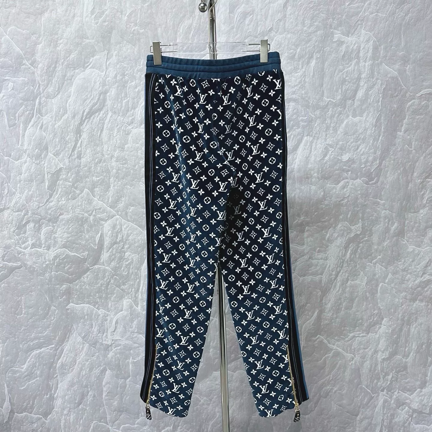Louis Vuitton SS24 Monogram Velvet Zipper Pants — back