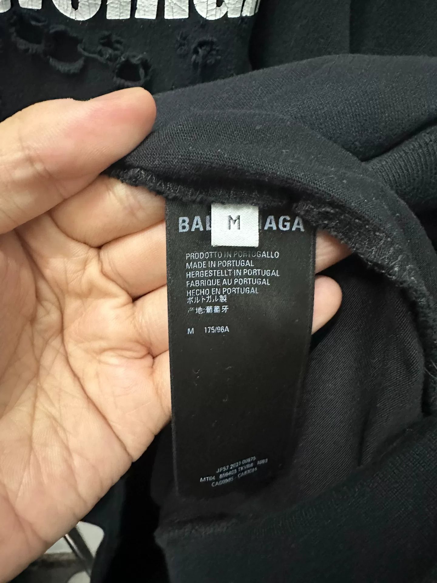 Balenciaga Distressed Logo Black Hoodie — back