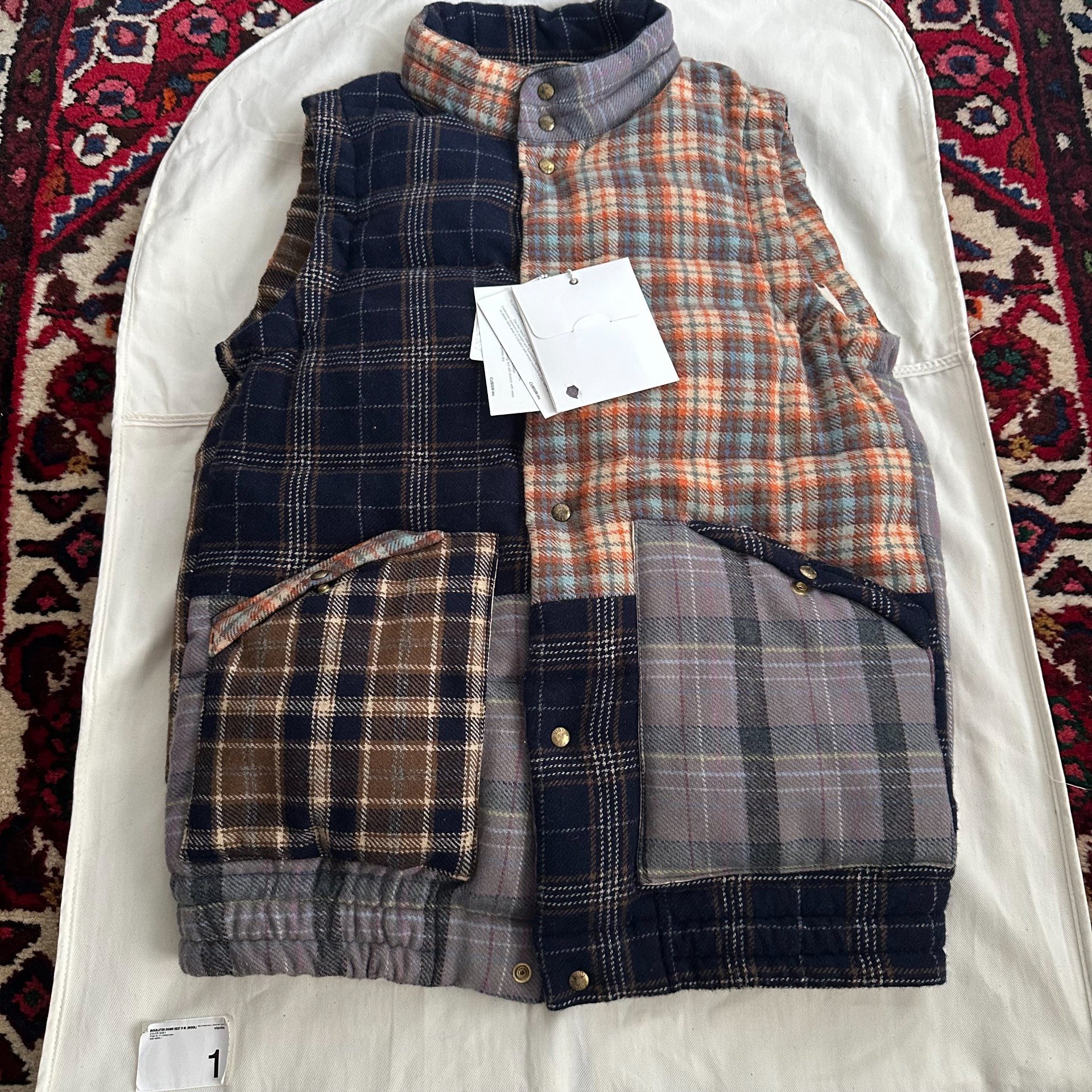 visvim 13AW Patchwork Plaid Down Vest — front