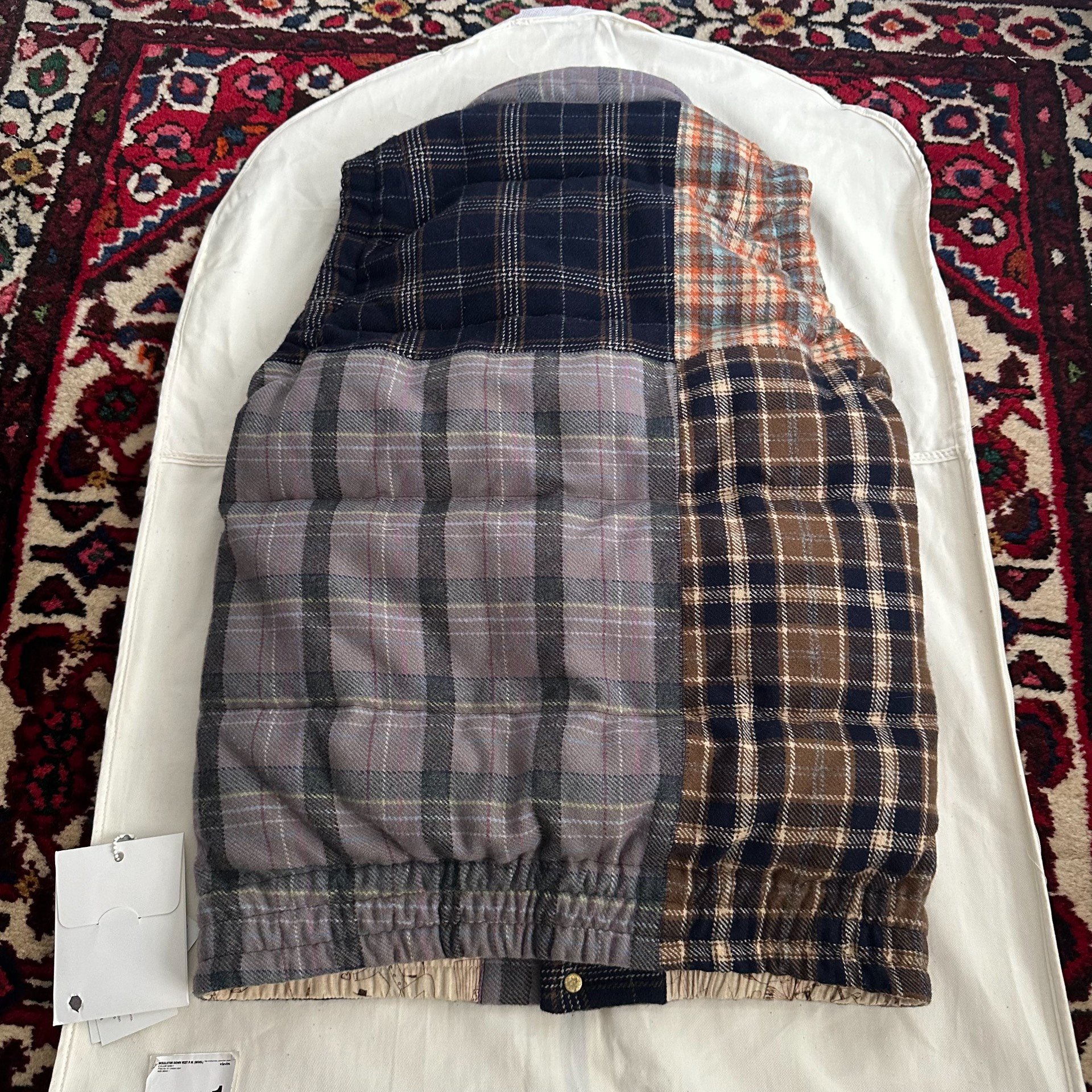 visvim 13AW Patchwork Plaid Down Vest — detail