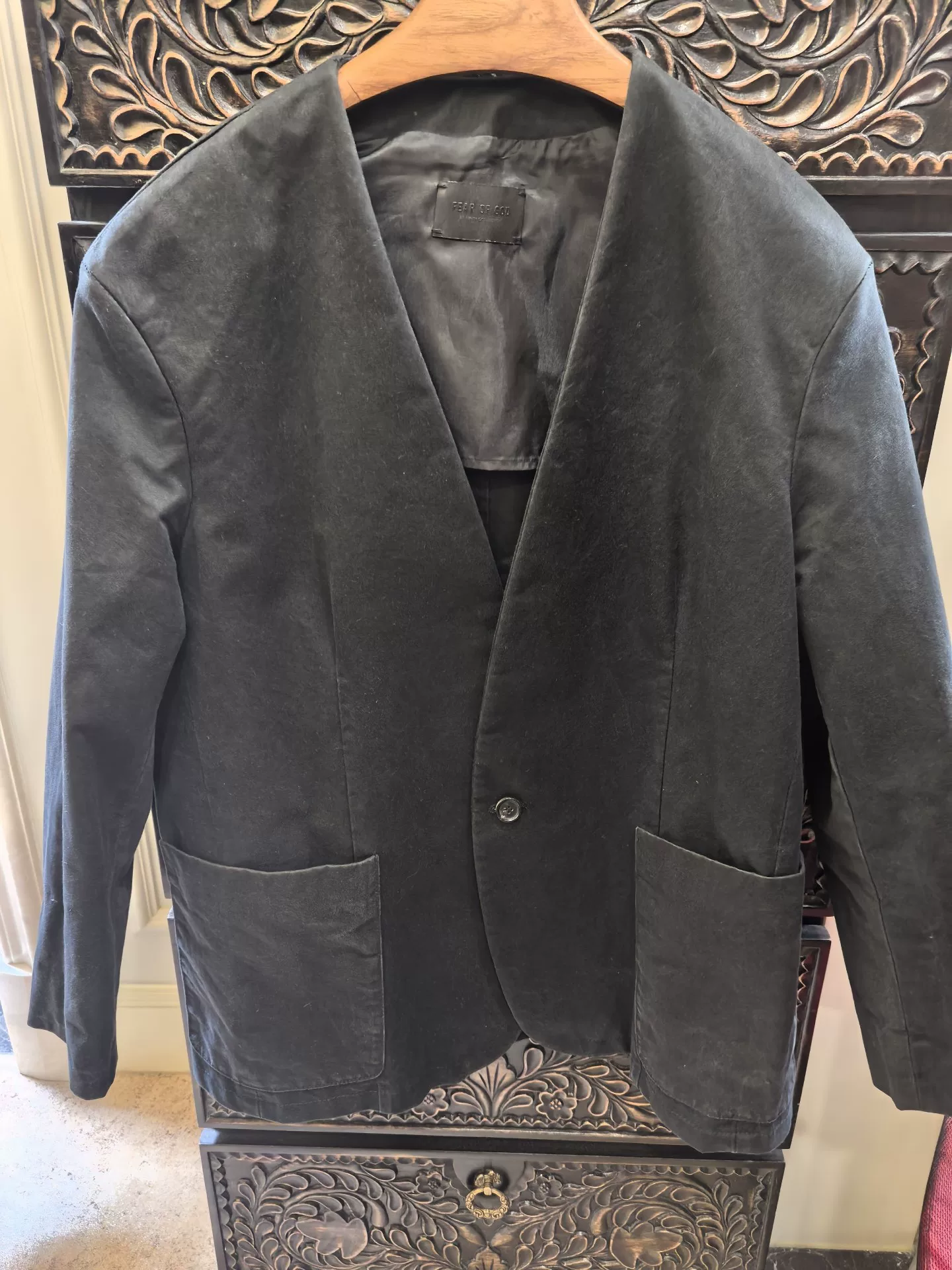 FEAR OF GOD Black Uncollared Blazer