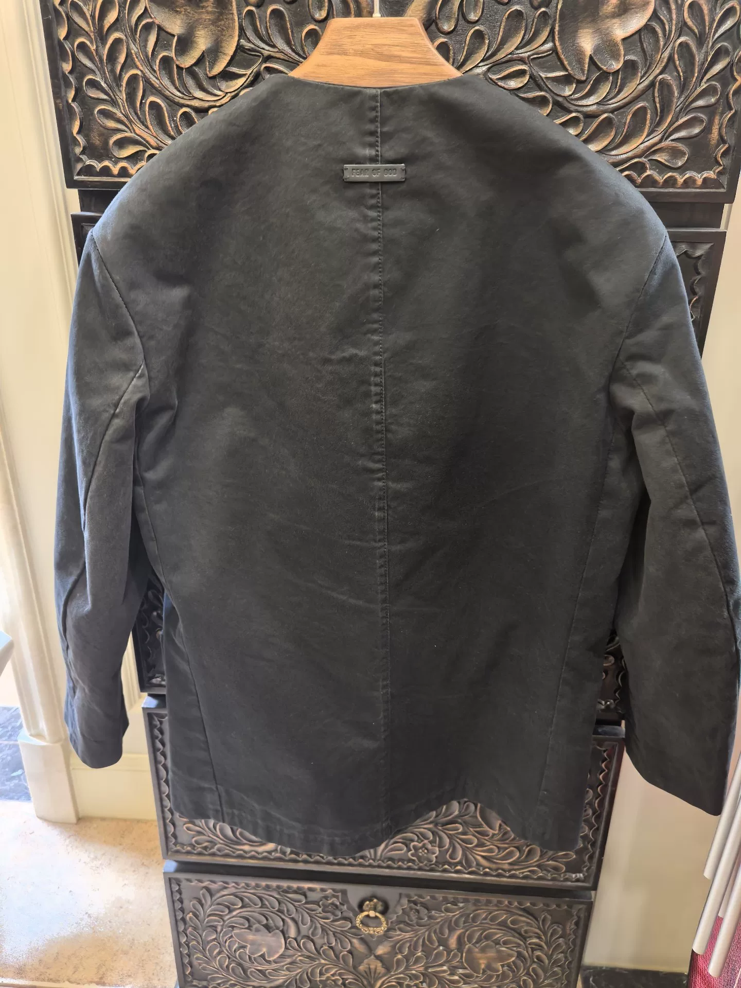 FEAR OF GOD Black Uncollared Blazer — front