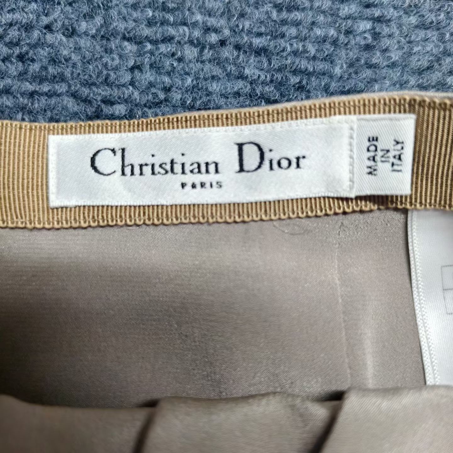 DIOR Beige Silk Midi Skirt — detail