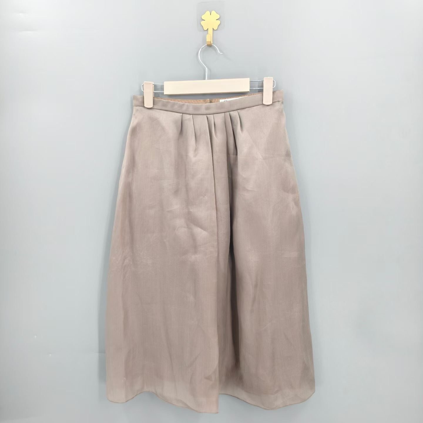 DIOR Beige Silk Midi Skirt