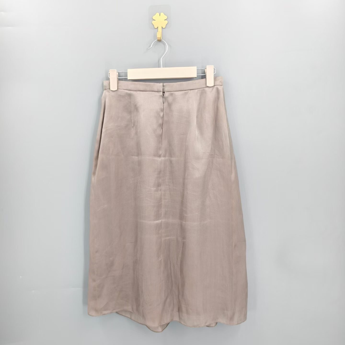 DIOR Beige Silk Midi Skirt — front