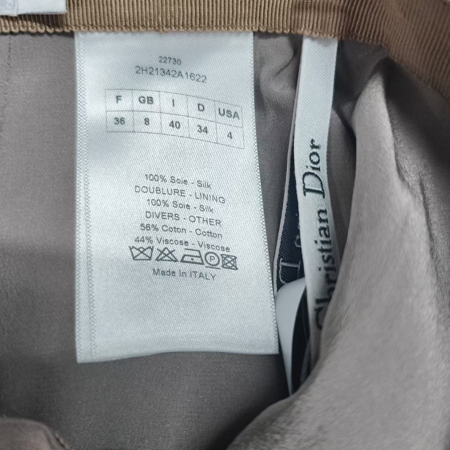 DIOR Beige Silk Midi Skirt — back