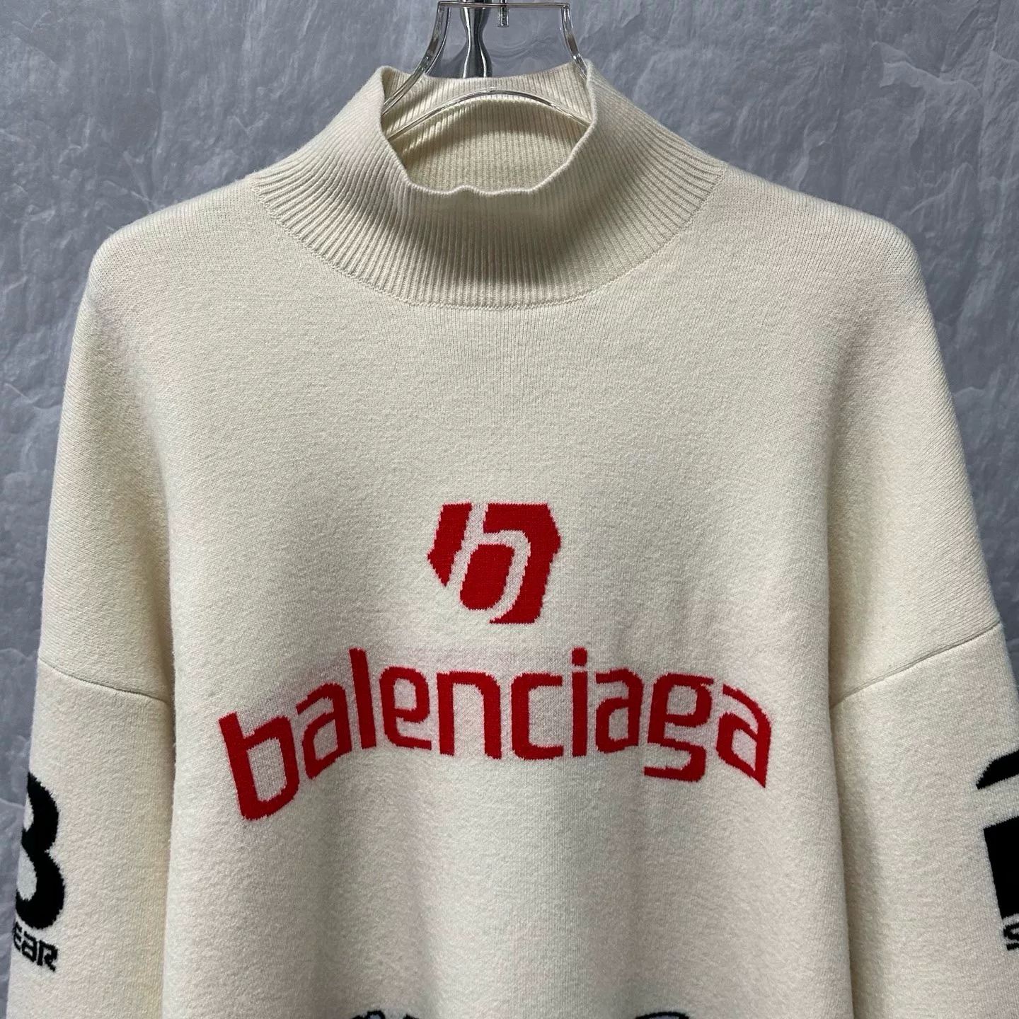 Balenciaga SS24 Ski Turtleneck Logo Wool Sweater — front