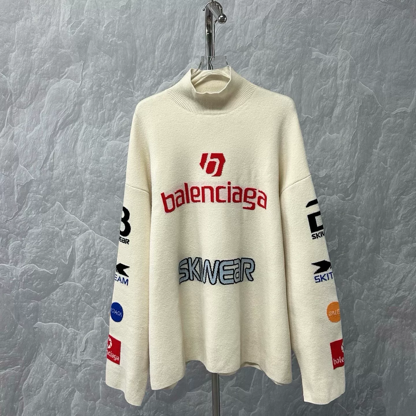 Balenciaga SS24 Ski Turtleneck Logo Wool Sweater