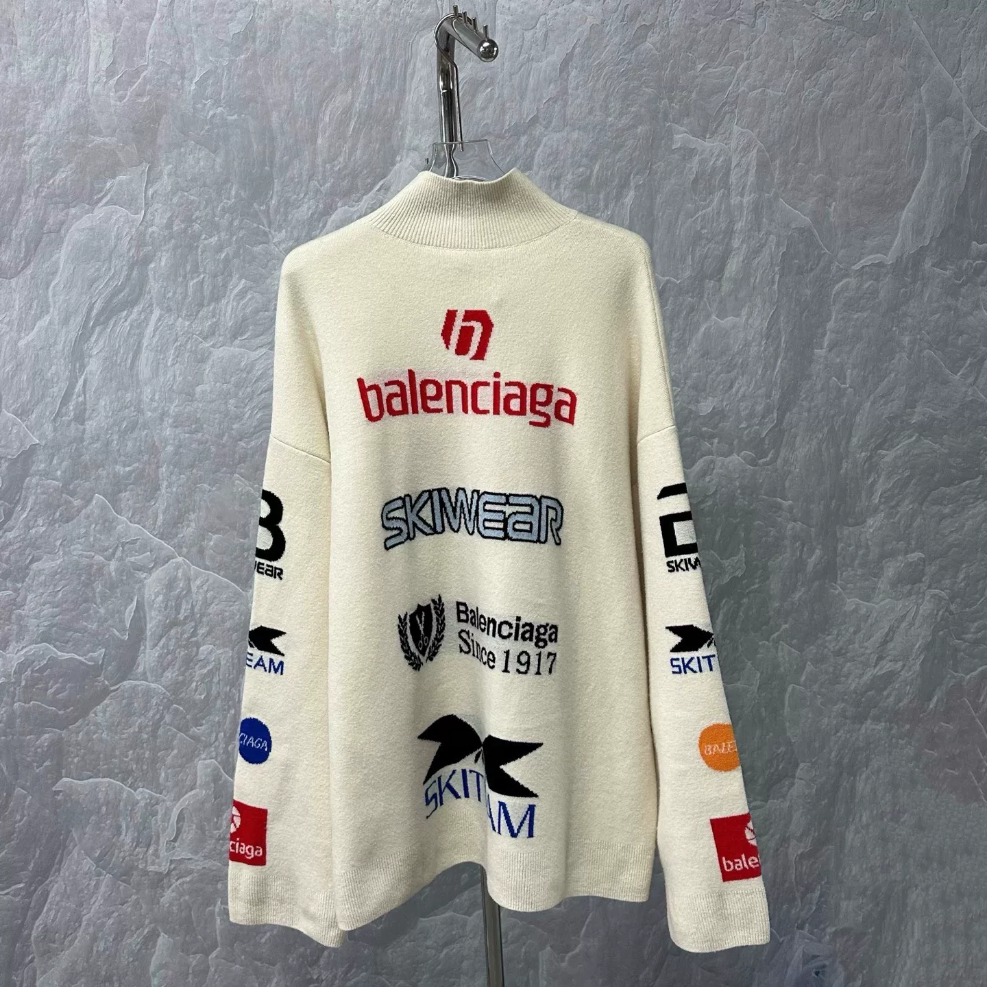 Balenciaga SS24 Ski Turtleneck Logo Wool Sweater — back