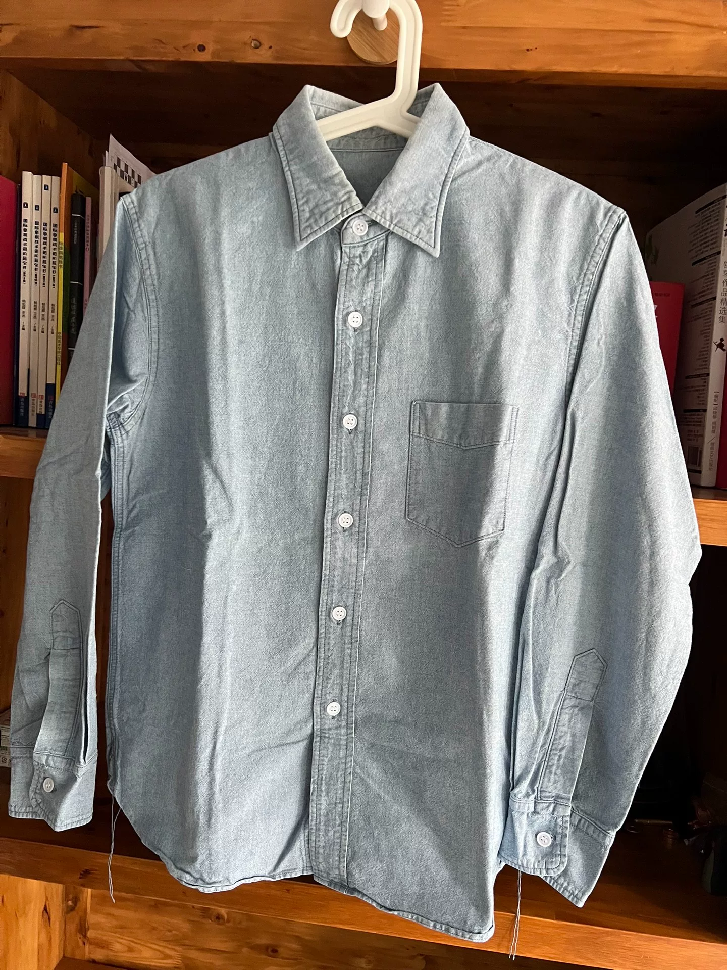 The Real McCoy's Washed Denim Work Shirt — detail