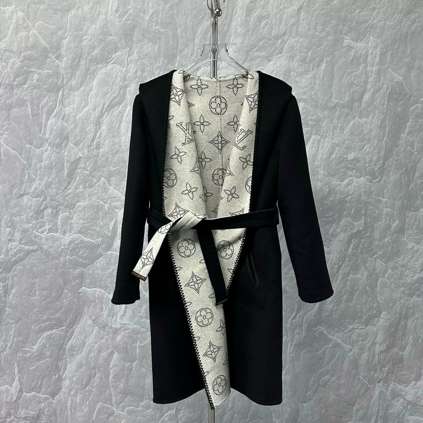 Louis Vuitton Reversible All-Over Print Hooded Coat — front