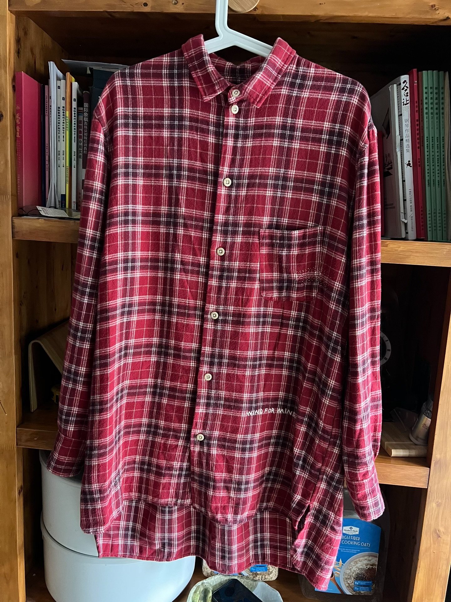 Porter Classic Early Red Check Long Shirt — detail