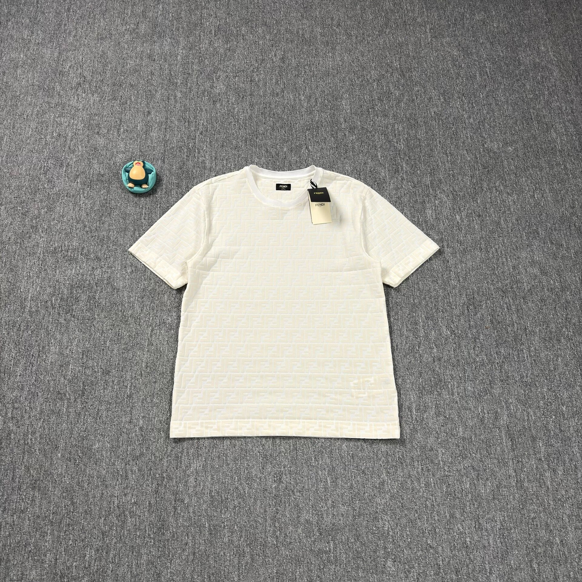 Fendi White Flocked Print Short-Sleeve Top