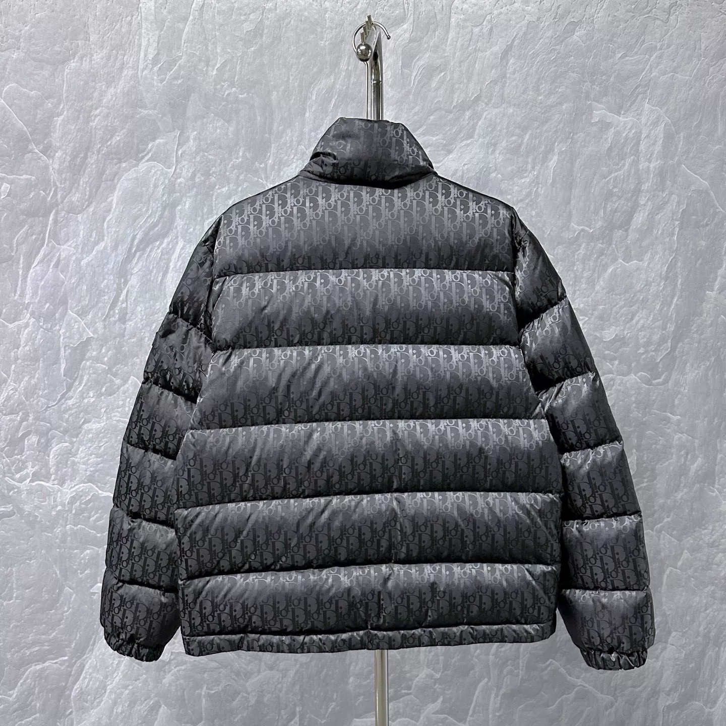 Dior All-Over Logo Stand Collar Down Jacket — back
