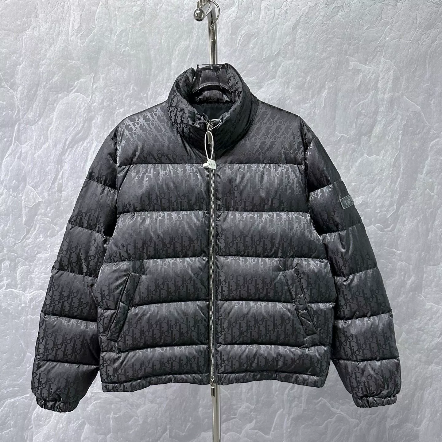 Dior All-Over Logo Stand Collar Down Jacket