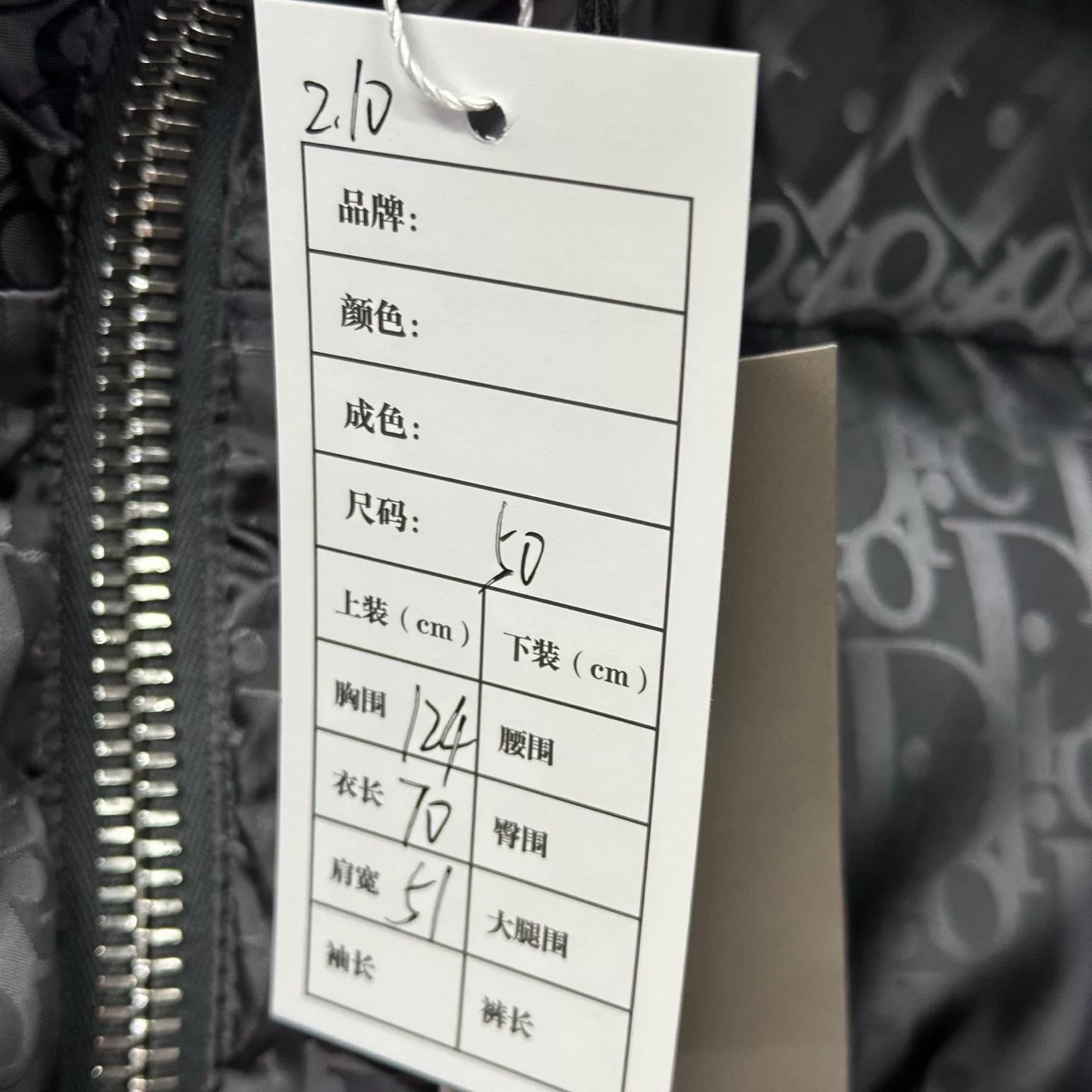 Dior All-Over Logo Stand Collar Down Jacket — label