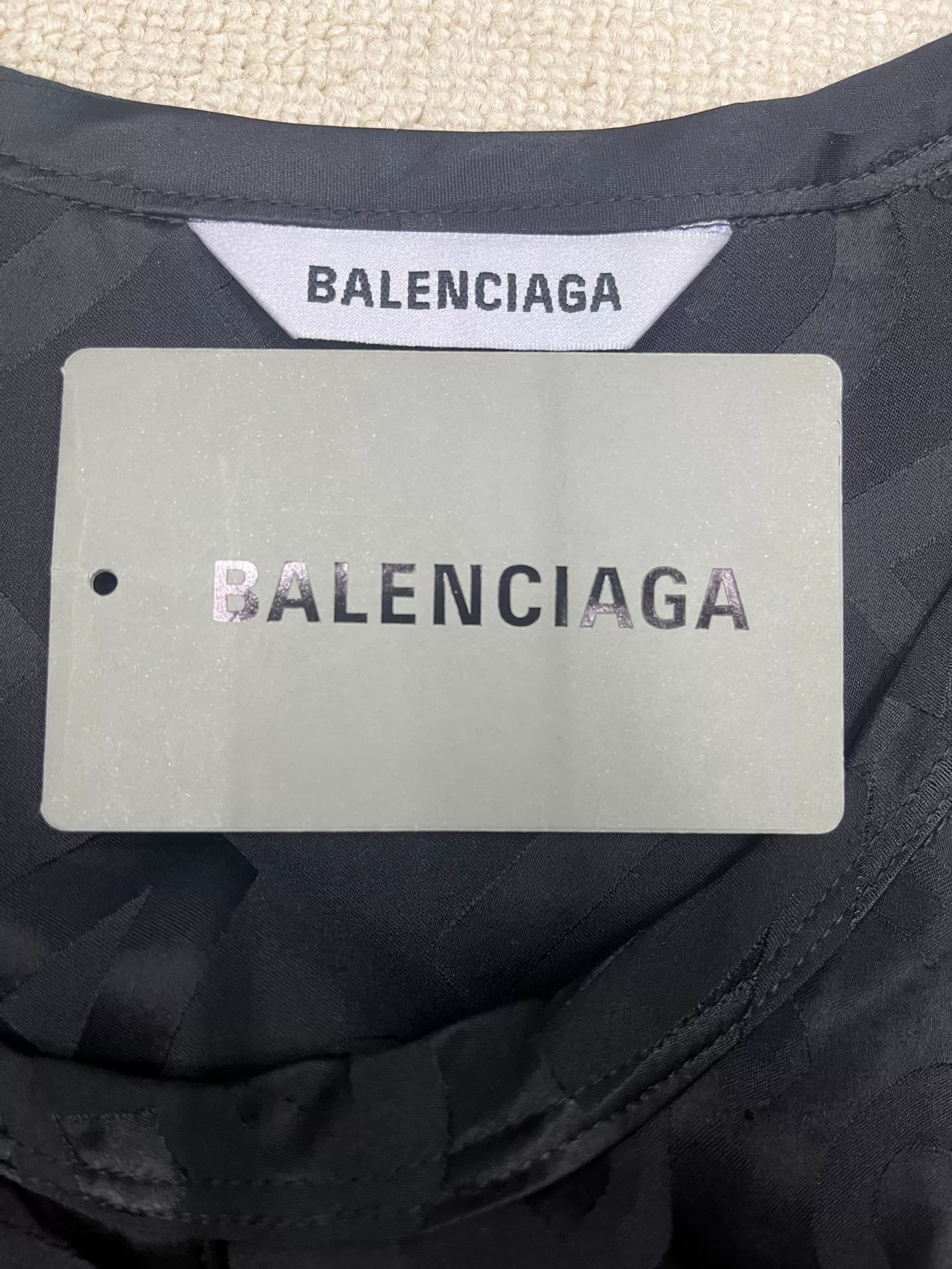 Balenciaga Black All-Over Logo Vest — detail