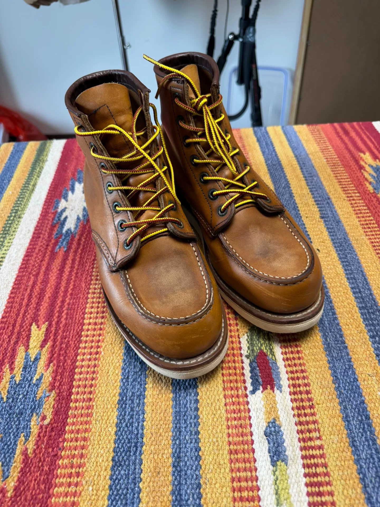 Redwing 875 Brown Leather Work Boots — detail