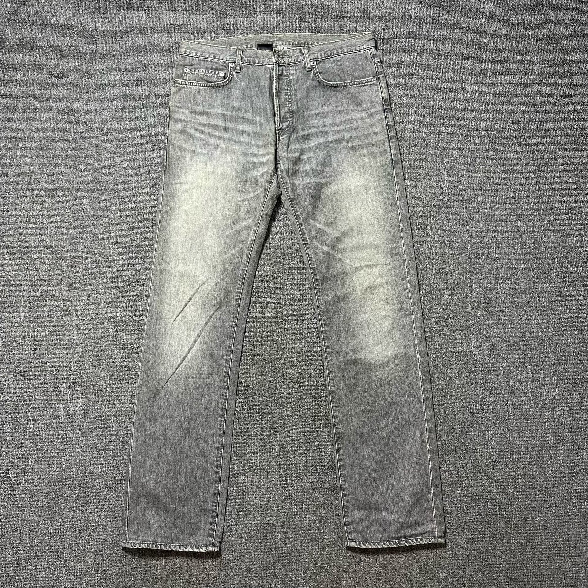 Dior Homme Light Gray Hand-Distressed Jeans