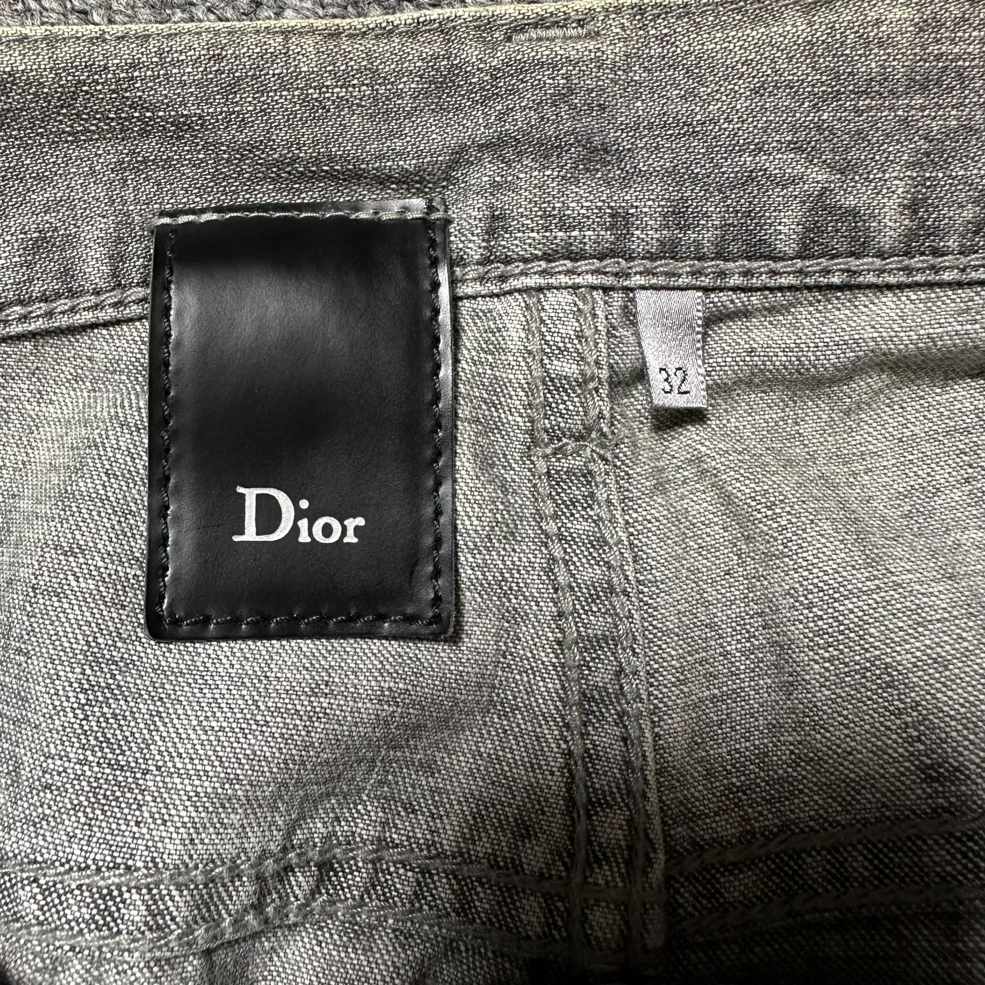 Dior Homme Light Gray Hand-Distressed Jeans — detail