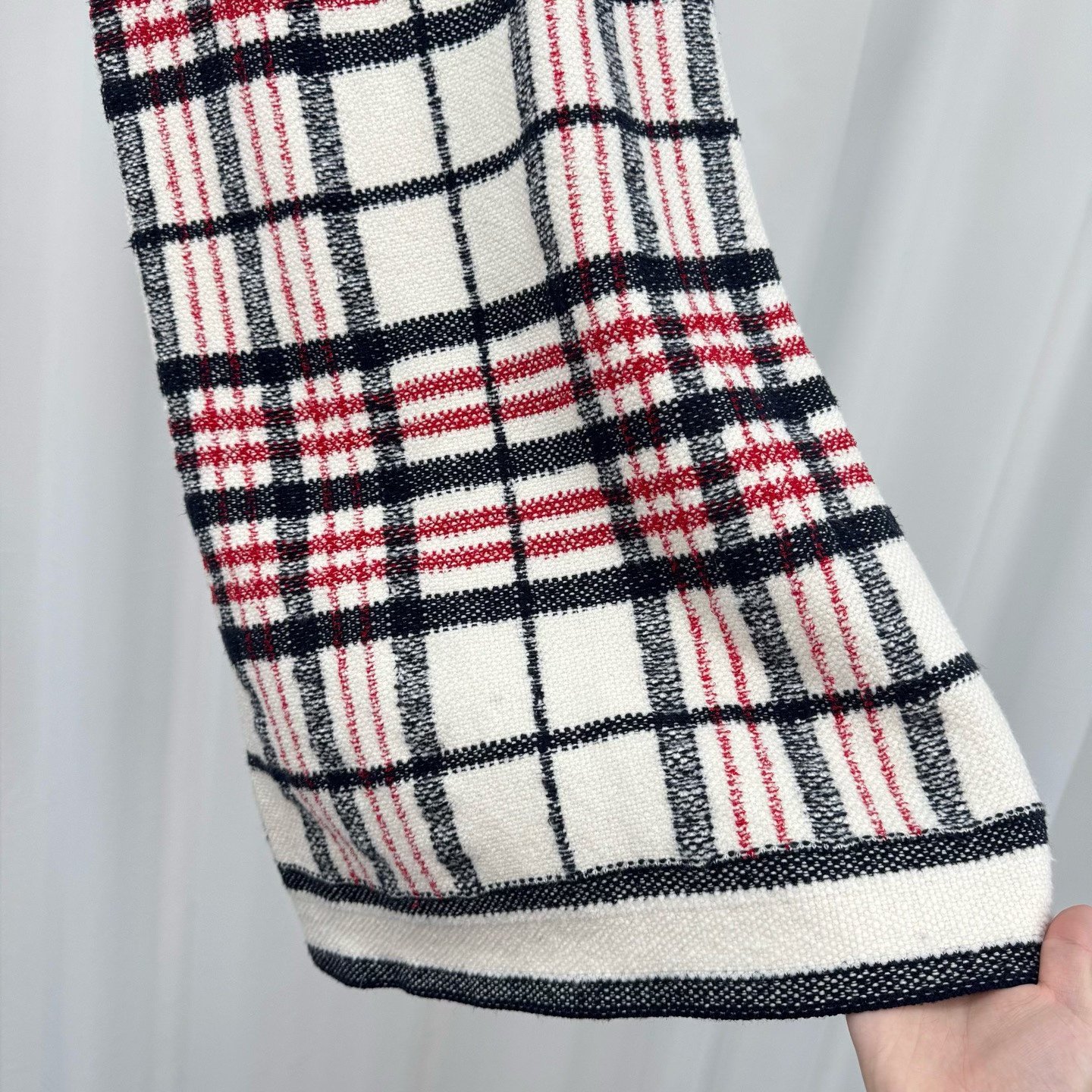 Dior White Red Check Letter Jacquard Knit Slip Dress — back