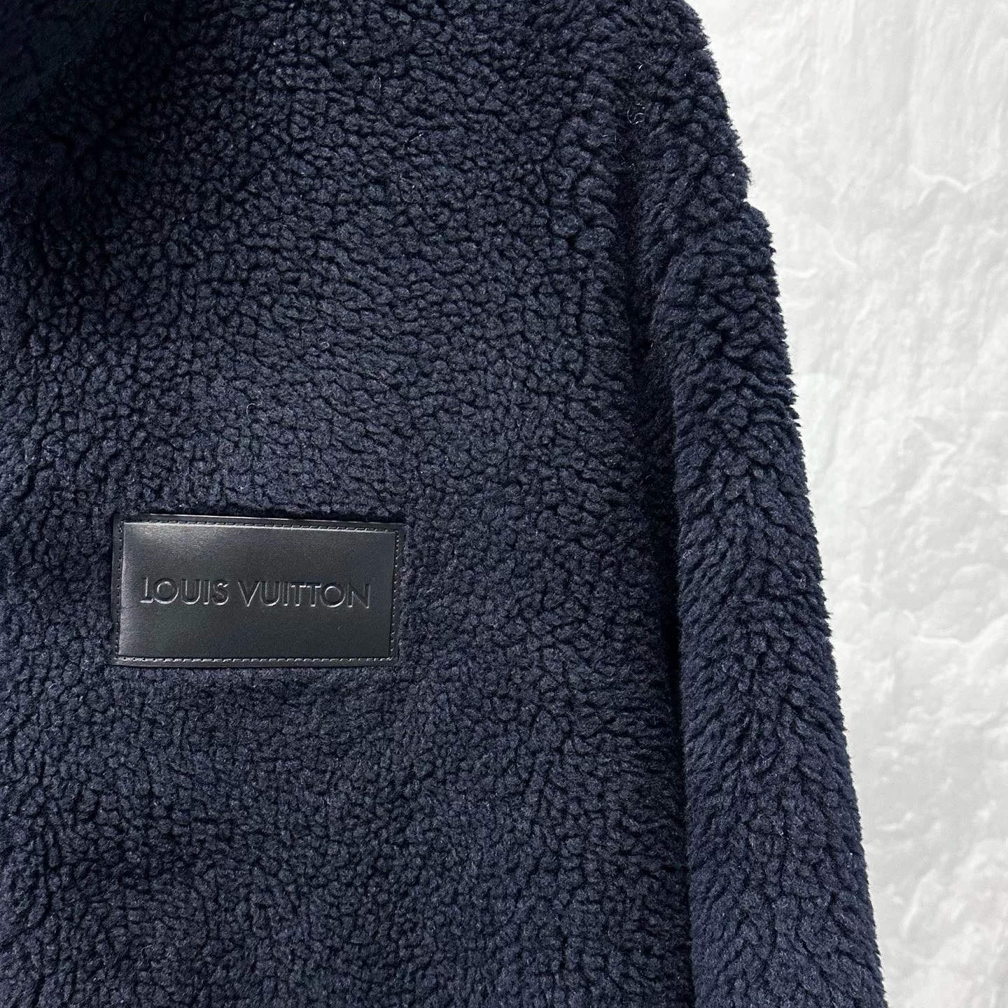 Louis Vuitton FW25 Stand Collar Teddy Zip Jacket — detail