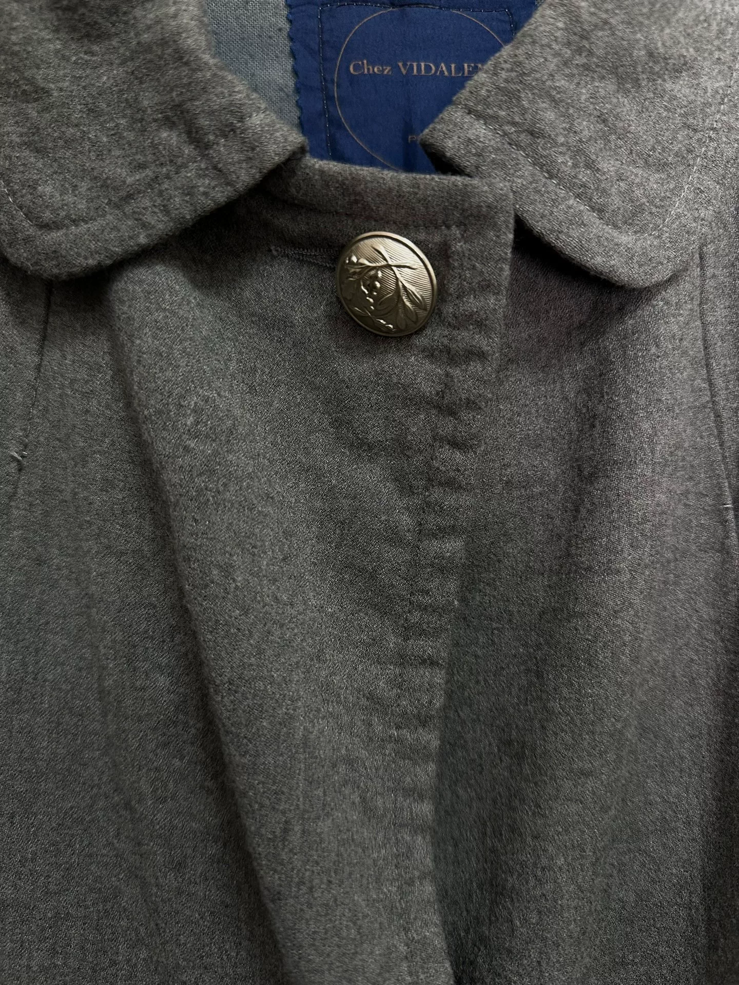 Chez VIDALENC Silver Button Wool Coat — back