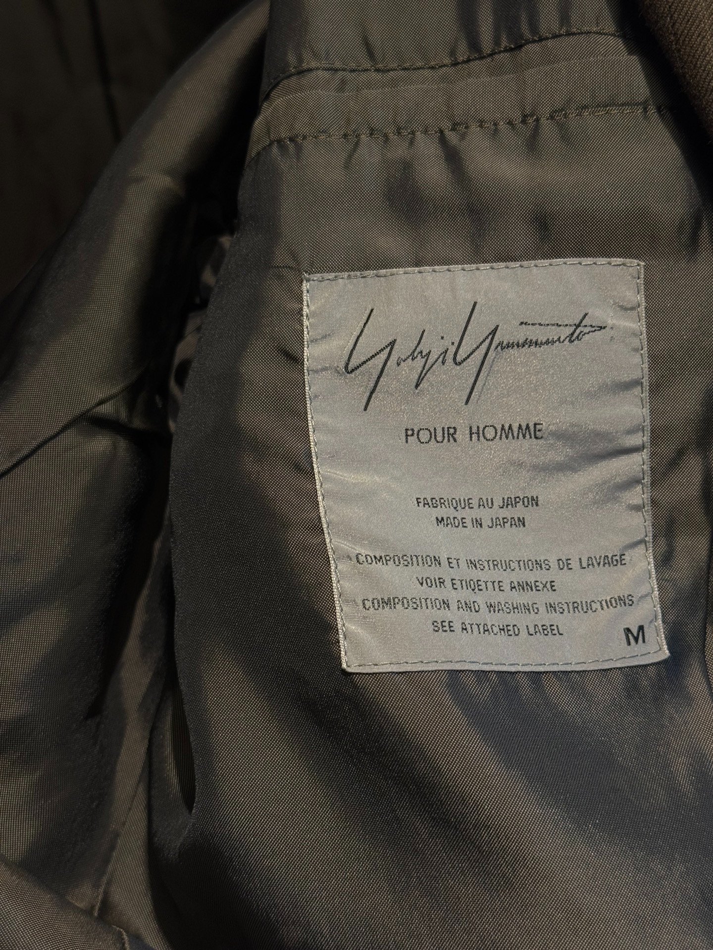 Yohji Yamamoto 96AW Silver Thread Long Blazer — label