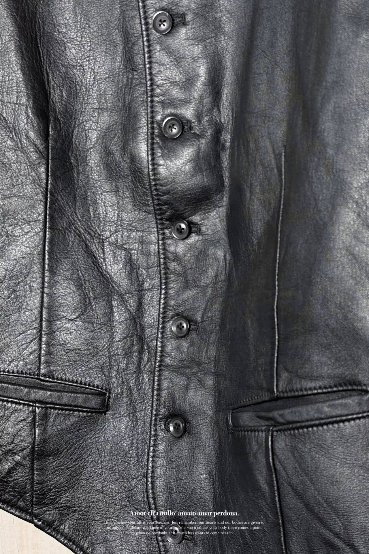 Yohji Yamamoto 18AW Leather Hooded Vest — label