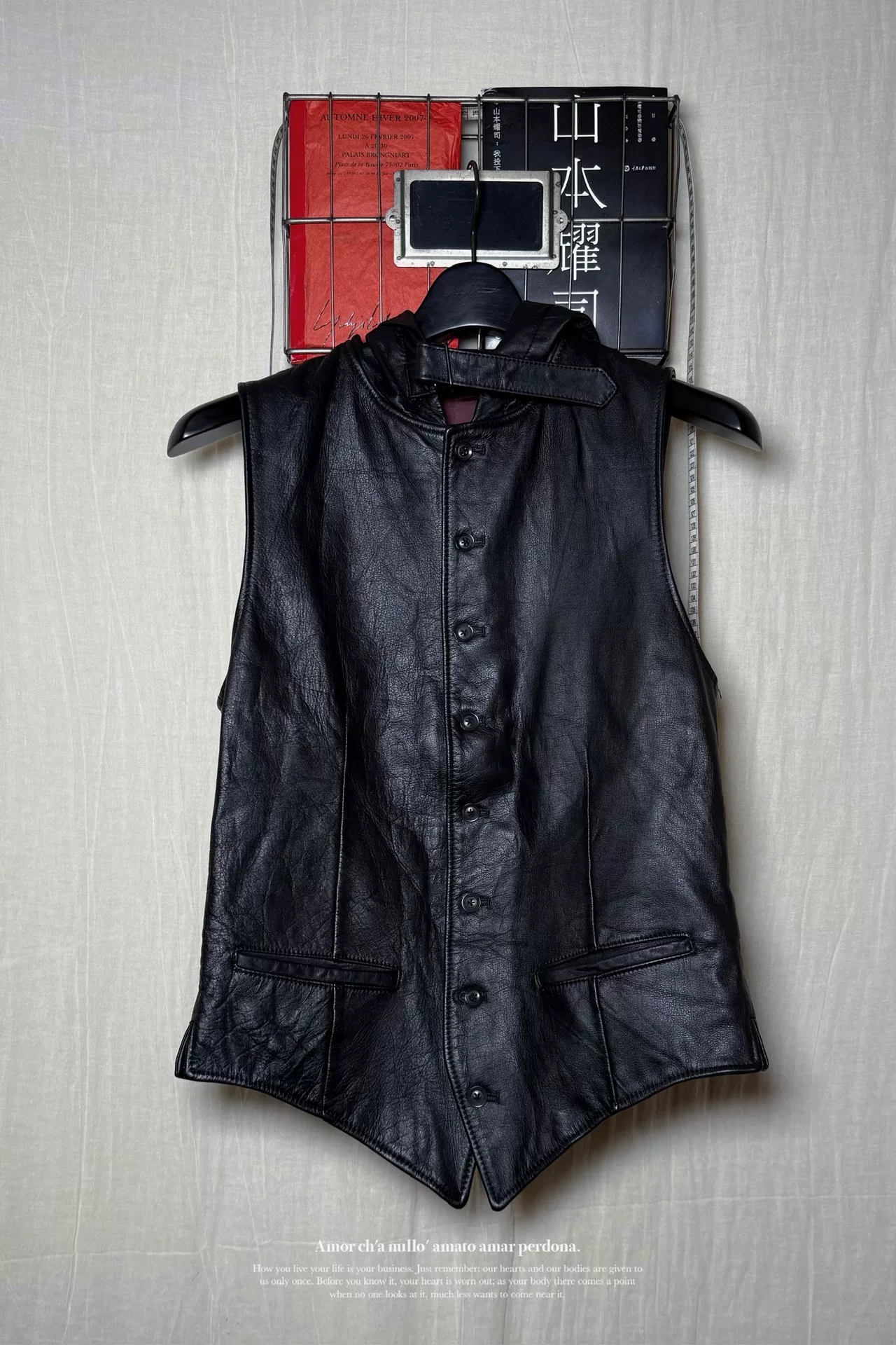 Yohji Yamamoto 18AW Leather Hooded Vest — front