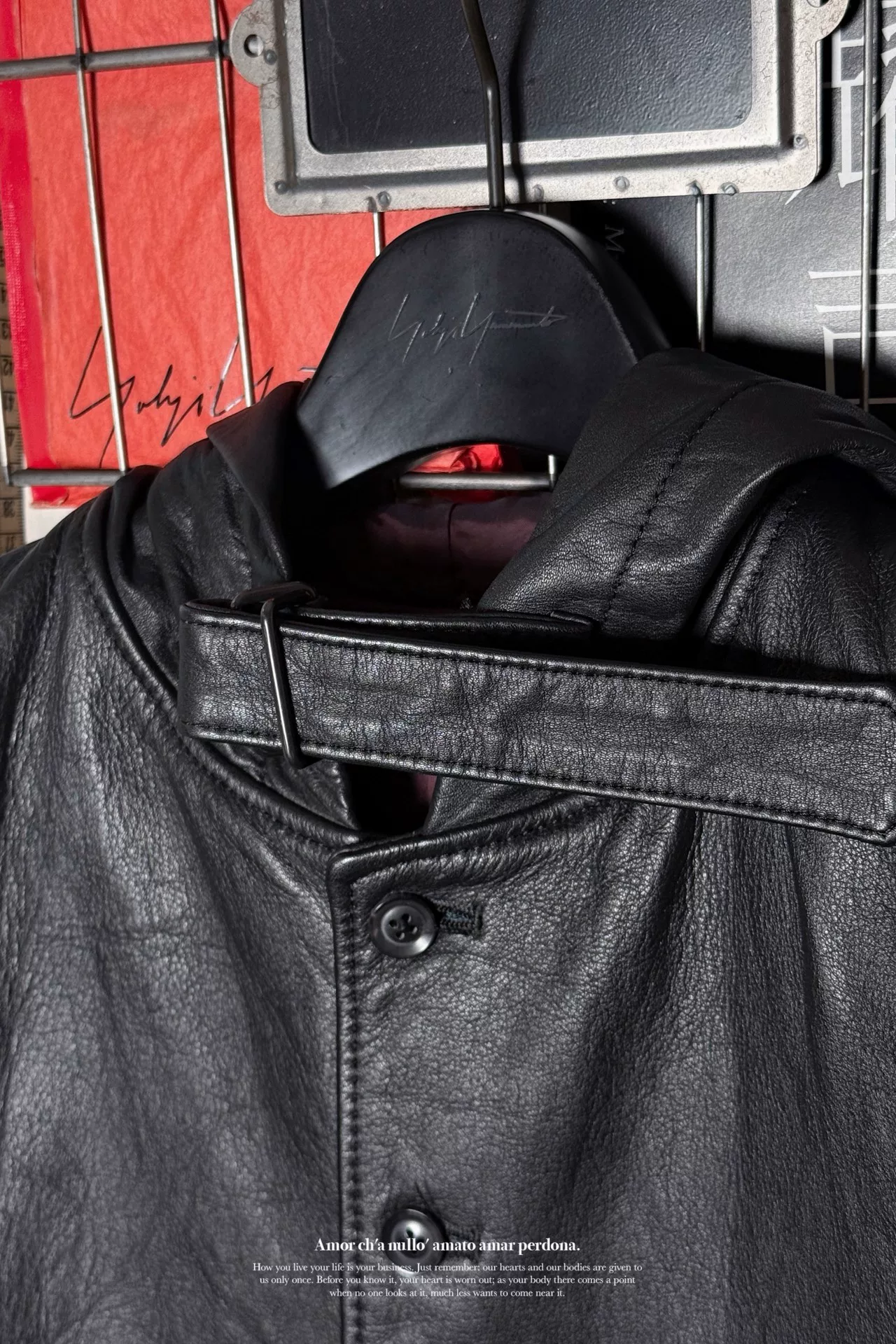 Yohji Yamamoto 18AW Leather Hooded Vest — detail
