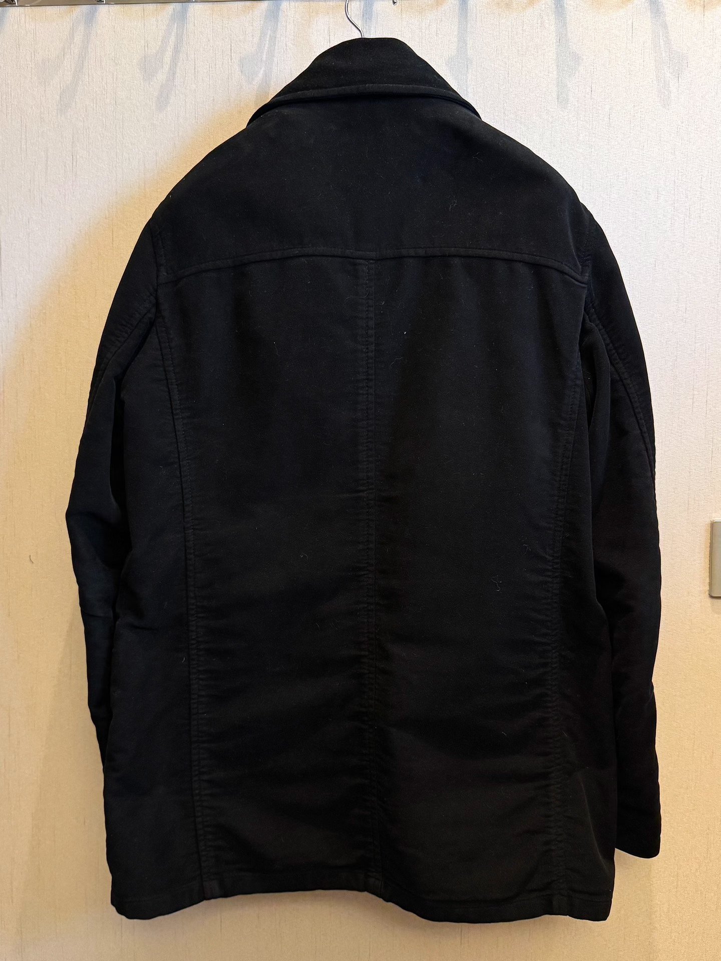 Prada 90s Black Velvet Pea Coat — front