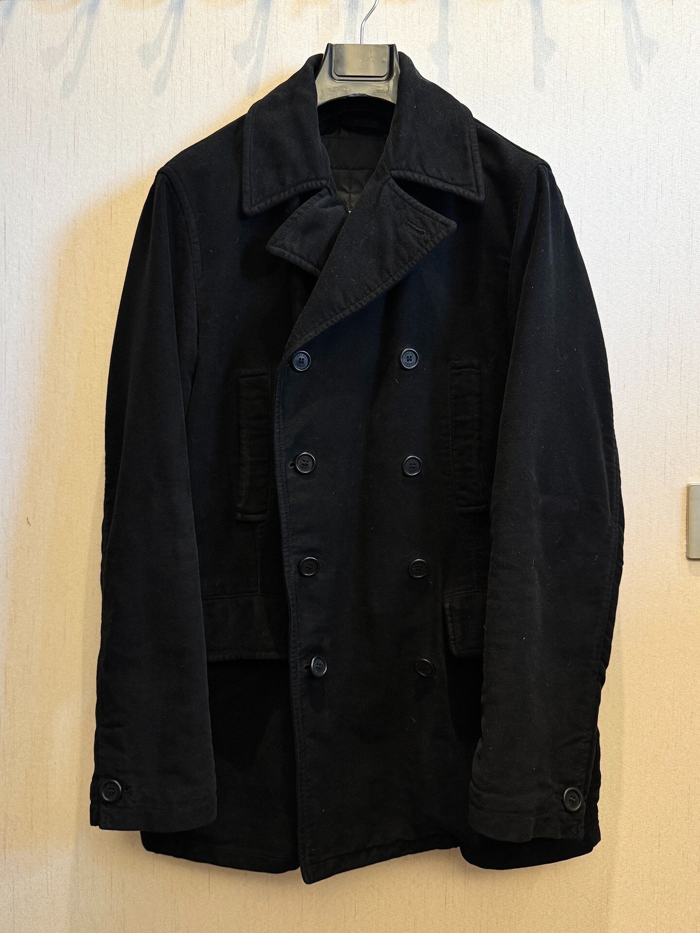 Prada 90s Black Velvet Pea Coat