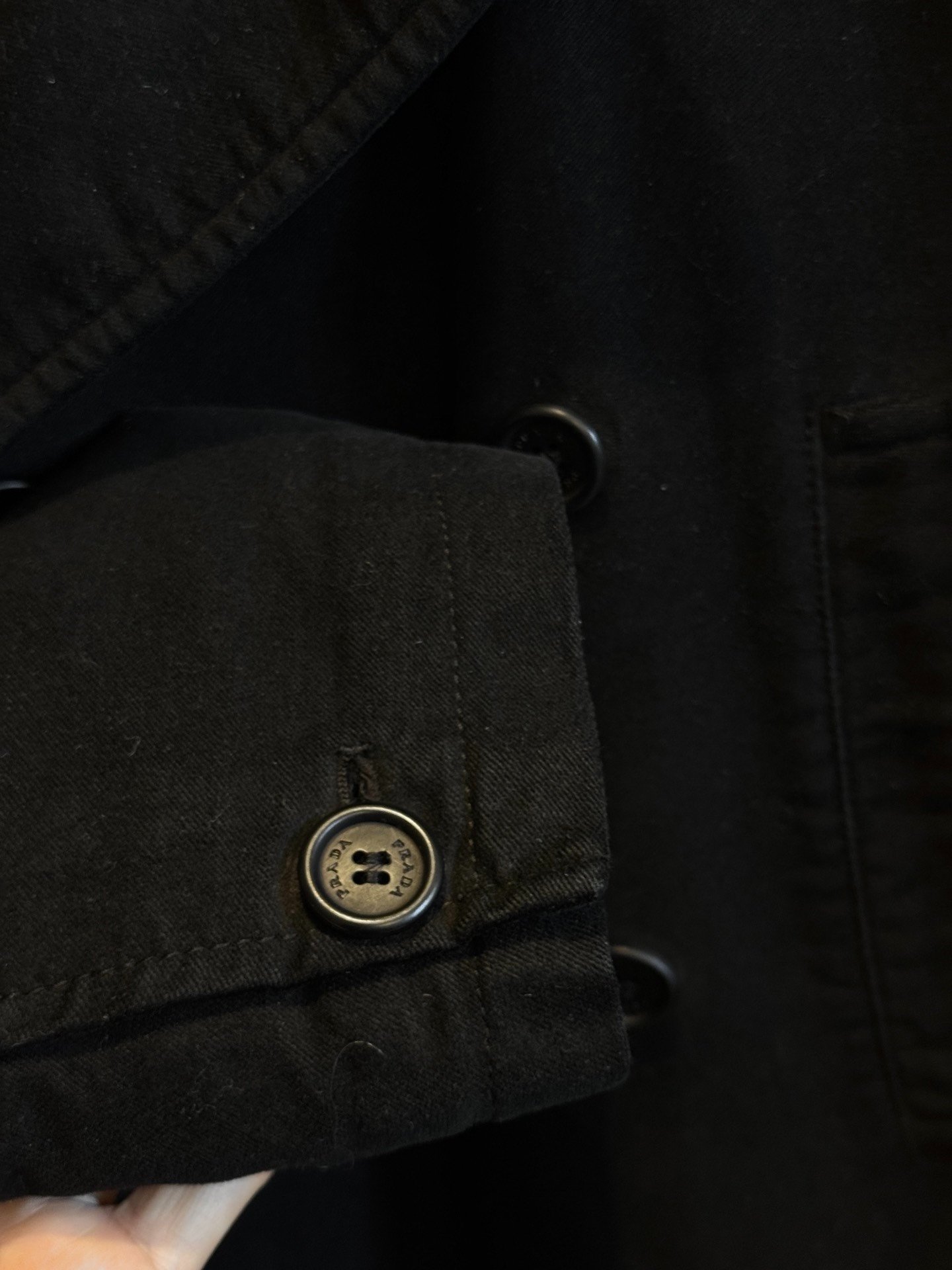 Prada 90s Black Velvet Pea Coat — back
