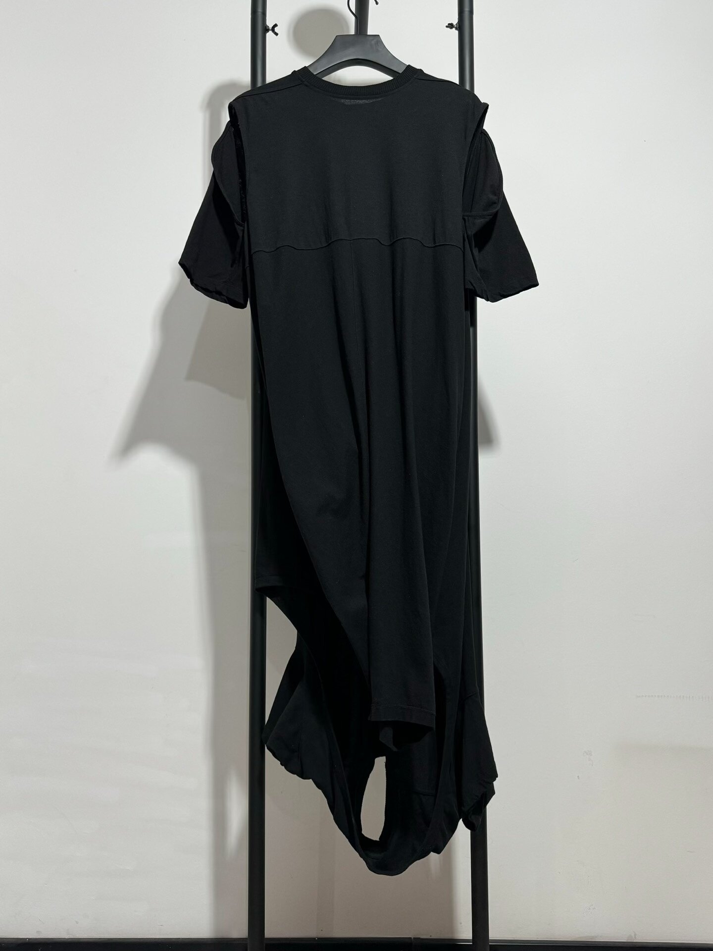 Rick Owens Black Irregular Hem Short-Sleeve Tee