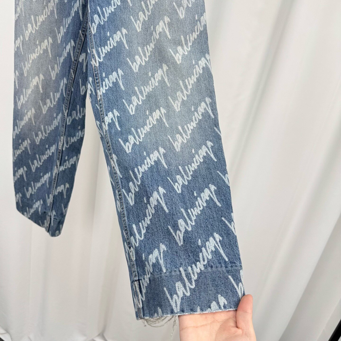 Balenciaga Cursive Lettering All-Over Jeans — back