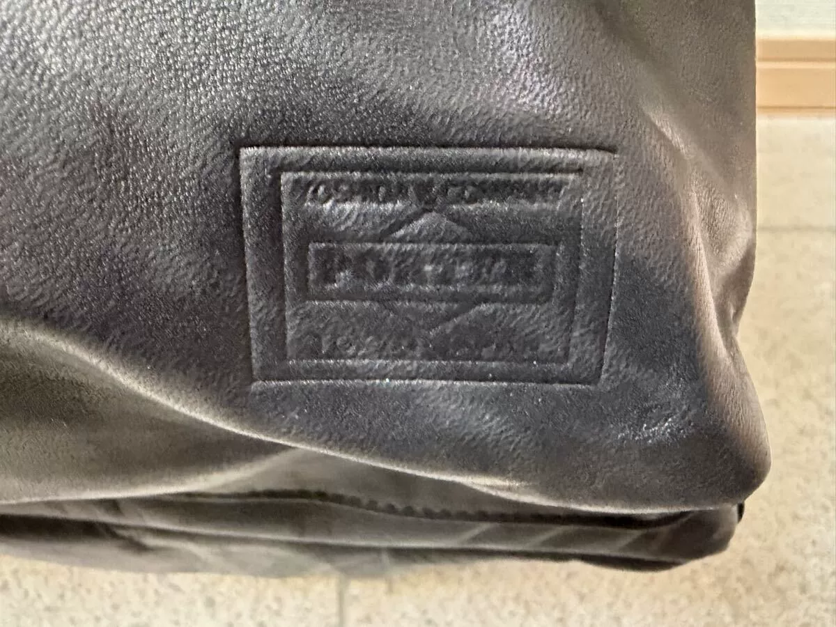 PORTER FRANK Black Leather Daypack (L) — front