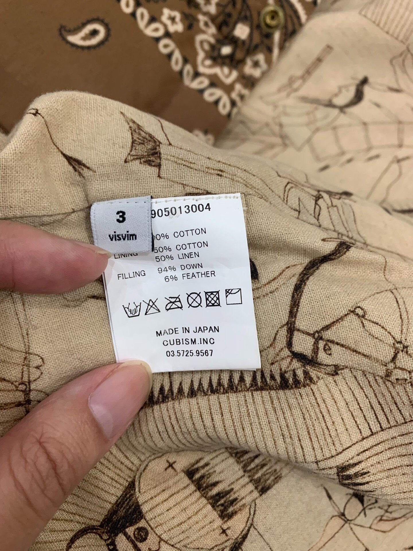 visvim 14AW ICT Bandana Down Jacket — detail