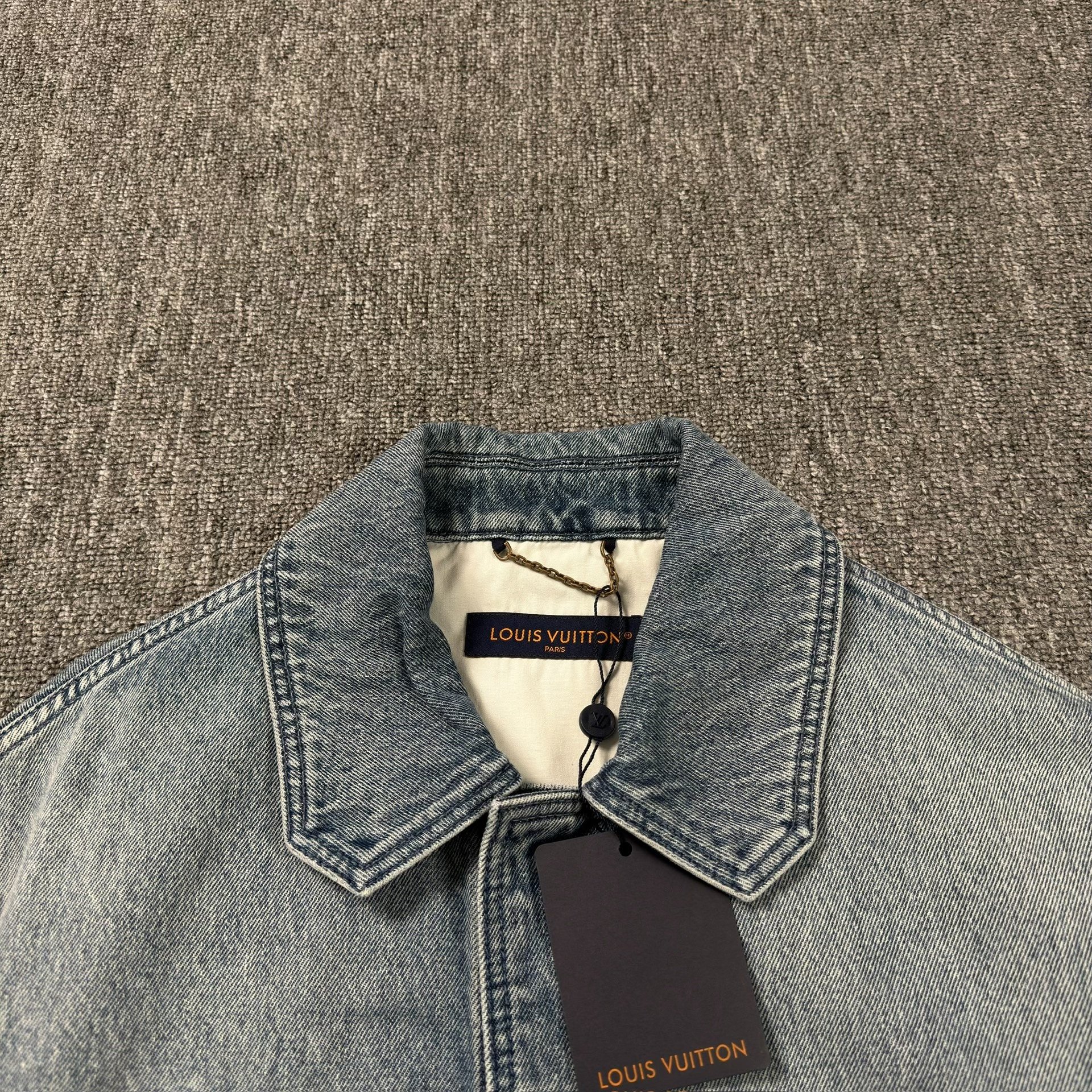 LV Monogram Blue Denim Short-Sleeve Shirt — front